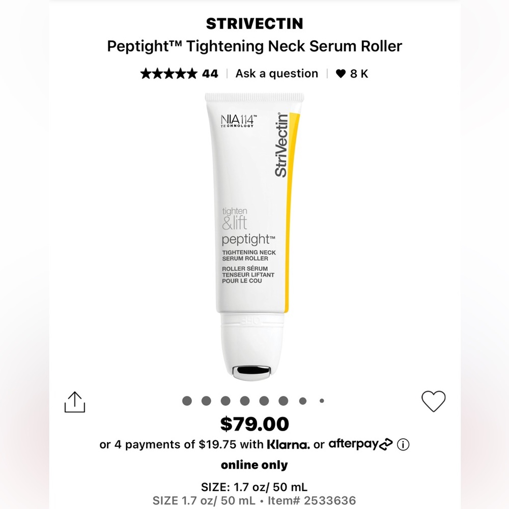 BNIB StriVectin tightening neck serum roller💛